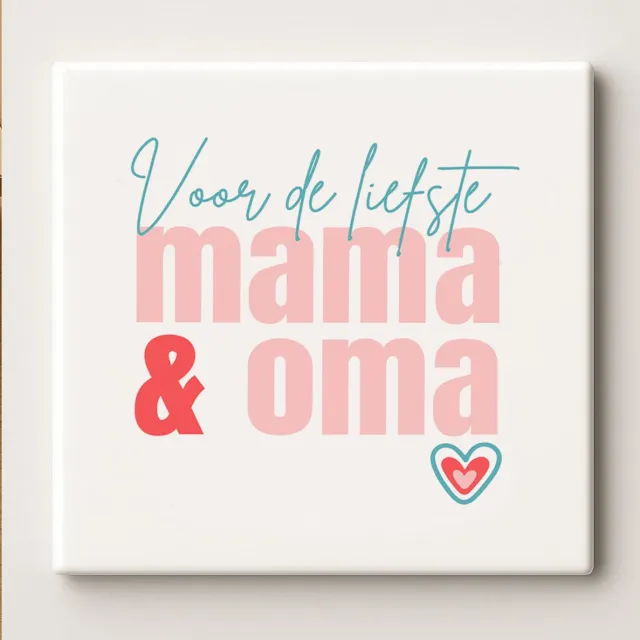 Nevolis Voor de Liefste Mama & Oma Tegel 15x15 cm – Hartverwarmende Keramische Cadeautegel voor Moederdag of Grootmoeder Appreciatie Multi Color