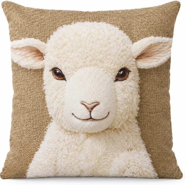 SWGOTA Pluchen sierkussenhoes met lammetjesmotief 45 x 45 cm voor de woonkamer, zonder vulling multicolor