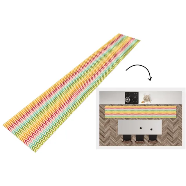 KitchenYeah Keukenloper - Keukenmat vinyl Patroon - Regenboog - Retro - Keukenmatten loper - Keuken vloerkleed tapijt, foto 5