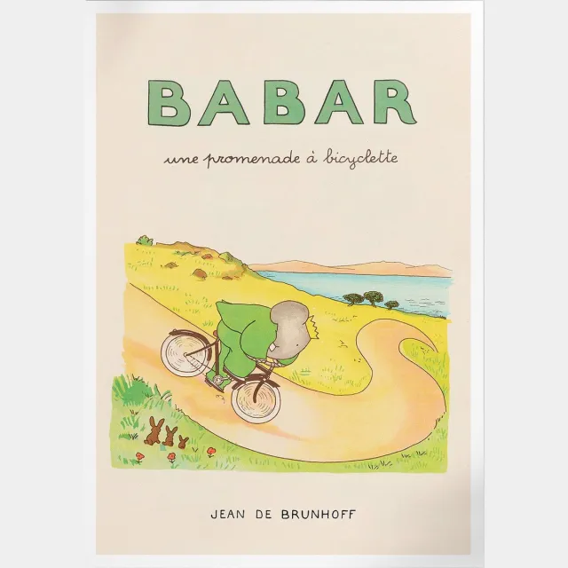 Pepperwall Babar Une Promenade A Bicyclette (Babar de Olifant) | Poster | B2: 50 x 70 cm Multikleur