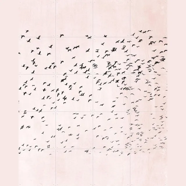 IXXI Moving On, Kubistika - 80 x 100 cm - Grote wanddecoratie en posters - Grafisch Ontwerp, Line art, Abstract, Geometrische Kunst, Illustraties Pastel kleuren / Roze
