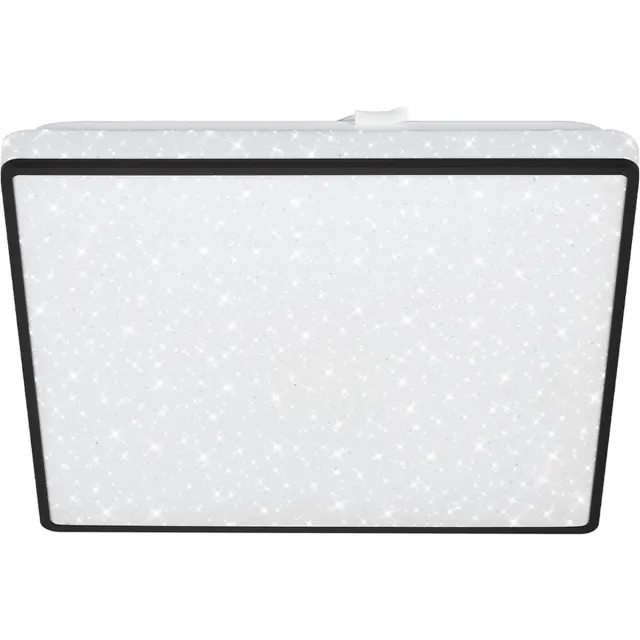 Briloner LED Plafonniére - plafondlamp met sterrenhemel - met ster decor - neutraal wit licht - zwart - 27x27x4.5 cm