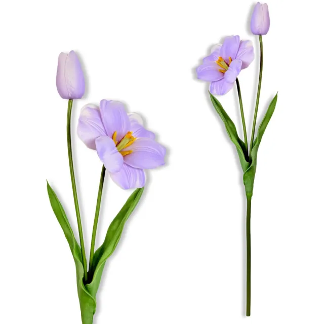 Inspiruj Tulpen Gałązka Serie - Kunstbloem - Piankowy - Liliowy - 53 cm Lila