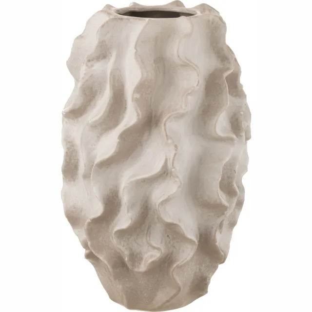 J-Line vaas Abstract Golven - klei - beige - large - 48 cm hoog