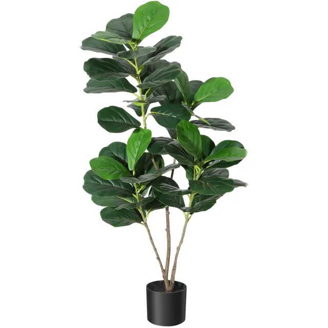 Triumpunpre 120 cm hoge kunst Ficus Lyrata boom, natuurgetrouwe bladvijg plant voor binnen en buiten, decoratie voor huis, kantoor en keuken Groen
