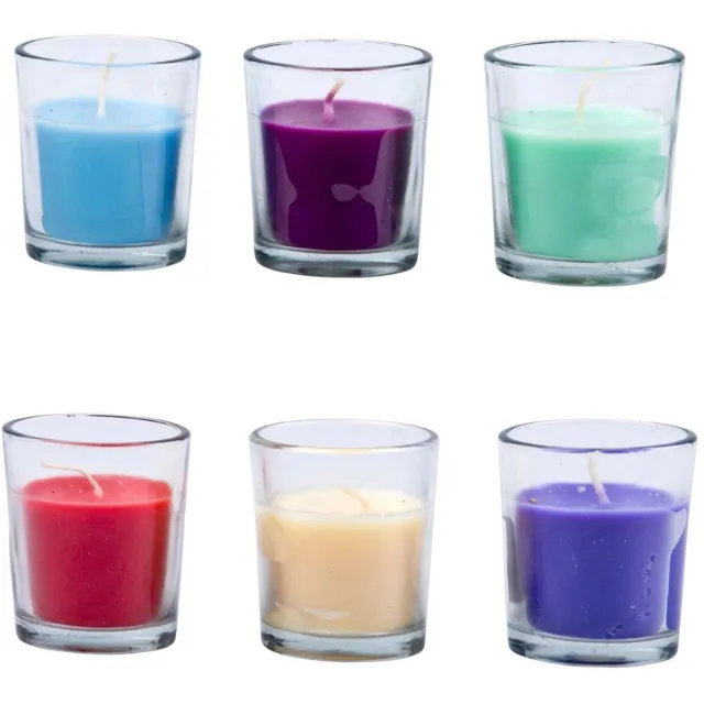 Budgetland Arti Casa Geurkaars in Glas - Set van 3 Stuks - Gemaakt van Wax - Geschikt voor Gebruik Binnen & Buiten - Meerkleurig - Afmetingen 6,5 x 5,2 x 16,3 cm - Inclusief 2 Jaar Fabrieksgarantie
