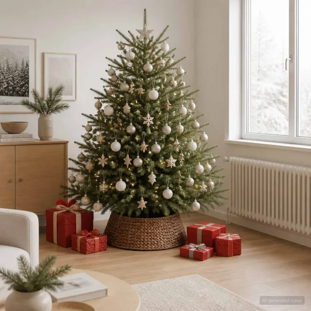 vidaXL Kerstboomkraag Rond Bruin Dia. 75 x 25 cm Waterhyacint