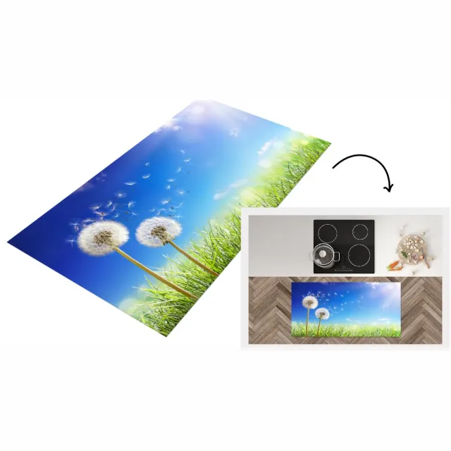 KitchenYeah Keukenloper - Loper keuken - Paardenbloem - Zaden - Lente - Keukenloper vinyl Multicolor