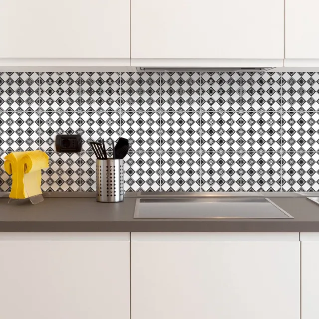 Ambiance Sticker Zelfklevende muurtegelstickers voor keuken en badkamer - 24 Bohemian Kisha cementtegelstickers - 24 stickers, 10x10cm Multi color