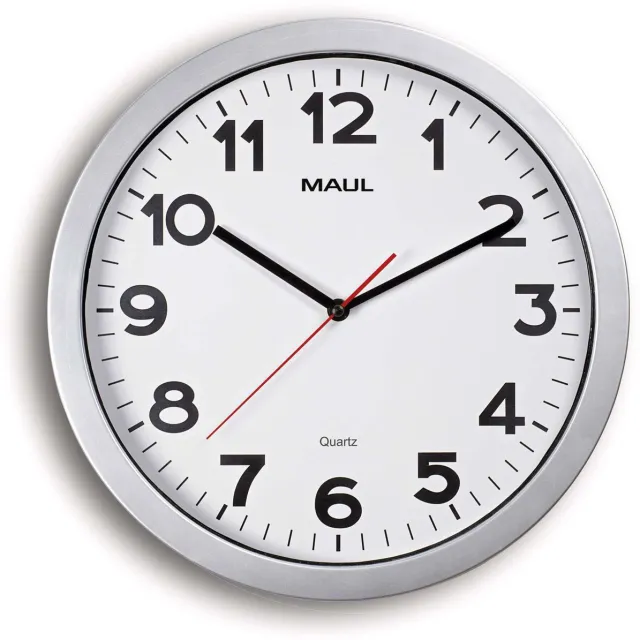 Maul Wandklok MAULstep Ø 35 x 5 cm kunststof 1 x AA (1.5 V) zilver wit|zilver|zwart|rood