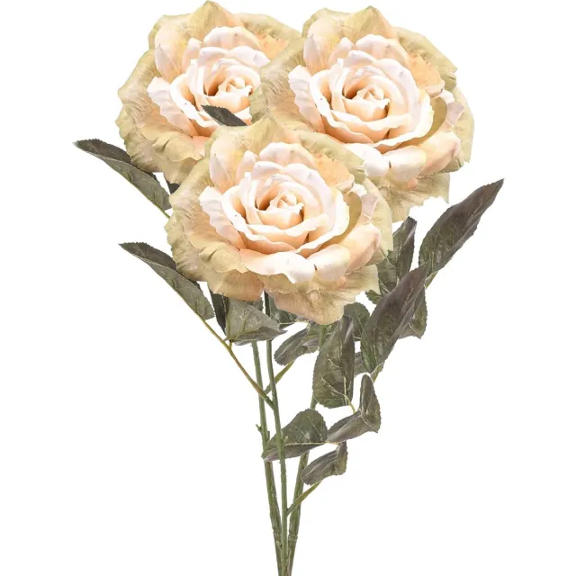 Emerald Kunstbloem roos Pascal - 3x - wit - 65 cm - decoratie bloemen Warm wit