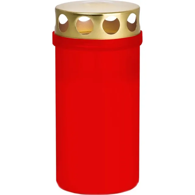 Trend Candles grafkaars/gedenklicht - rood - kunststof - met deksel - 6 x 12,6 cm - 2 dagen