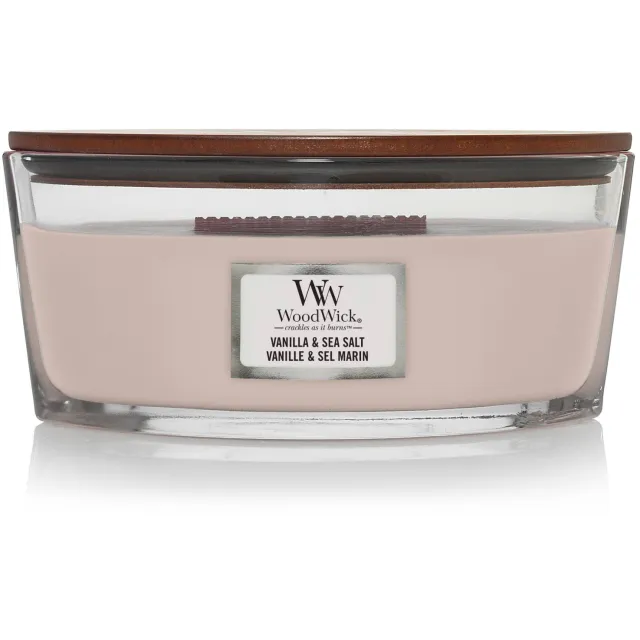 WoodWick geurkaars Vanilla & Sea Salt Ellipse