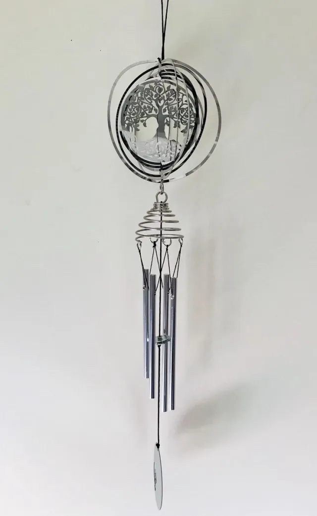 Nature's Melody Windgong Windorgel COSMO SPINNER CHIME TREE OF LIFE BOOM VAN HET LEVEN 44CM Zilver