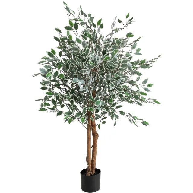 EDENIA Kunstplant - Kunstficus variegata in pot, h. 130 cm groen