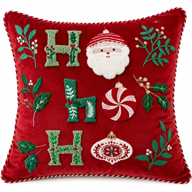 O'Malley Kussen hohoho 45 x 45 cm - Kerst Rood