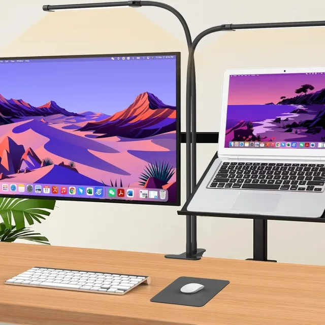 ShopHaven Monitor Lamp - Dimbare Bureau Lamp - Verstelbare Helderheid en Kleurtemperatuur - Modern Ontwerp - USB Aangedreven - Kantelbaar - Geschikt voor Werk en Studie ZWART