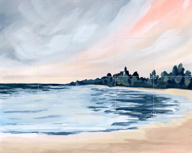 IXXI Pink Sky at Night, Green Barn Studio - 100 x 80 cm - Grote wanddecoratie en posters - Impressionisme, Kleurrijk, Aquarel, Slaapkamer, Woonkamer Lichte tinten / Roze