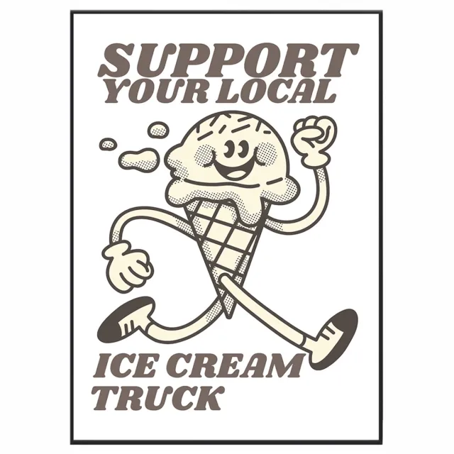 No Filter Keuken Poster - Vintage Print - Support Your Local Ice Cream Truck Poster - 30x40 cm - Retro koffiekunst - Vintage Print divers