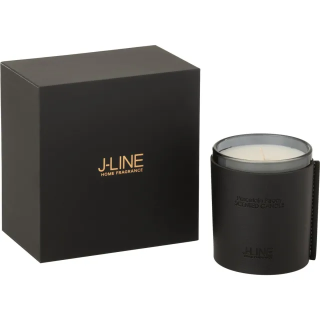 J-Line geurkaars Leder - Black Diamond - glas - zwart - 40U