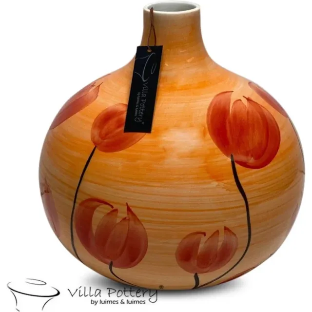 Irishflowers Vaas - Villa Pottery - Decoratie - Keramiek - Woondecoratie - Voorjaar - Francis 1_2 Orange/Red Oranje
