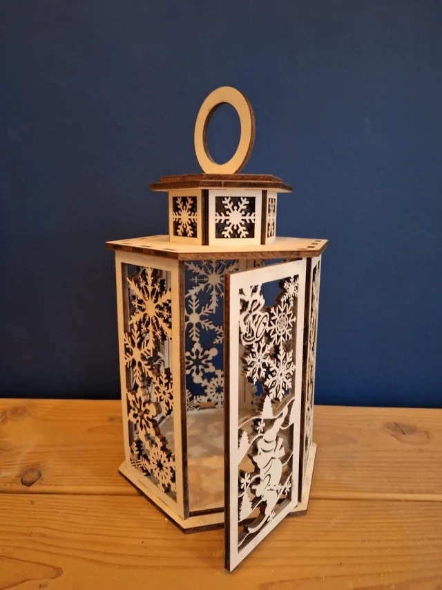 HD hout en design Kerstlantaarn - kerst decoratie - grote maat - Lantaarn - XL maat hout