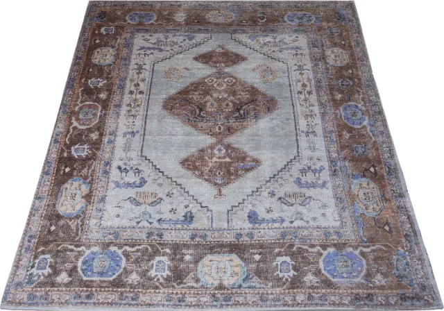 Veer Carpets Vloerkleed Karaca Purple/Brown 07 - 160 x 230 cm - Laagpolig Vloerkleed – Vintage / Klassiek Design Paars