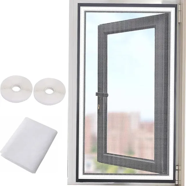 longziming Raam En Deur Muggennet 50x120 cm - Anti Muggen Hor - Slijtvaste Moustiquaire - Fijnmazig Insectengaas - Voor Balkon En Raam - Op Maat Te Knippen - Scheurbestendig zwart