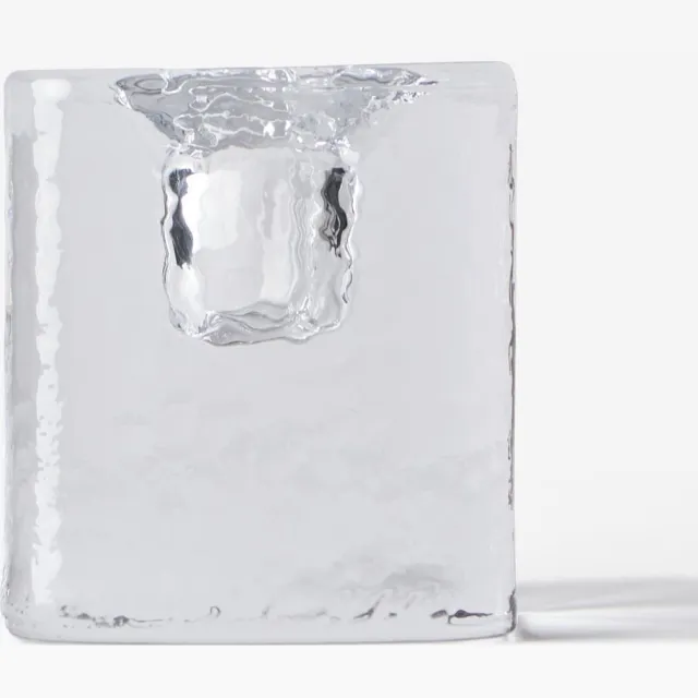 HEMA Kandelaar ⌀5x5cm Kub glas gehamerd transparant (transparant)