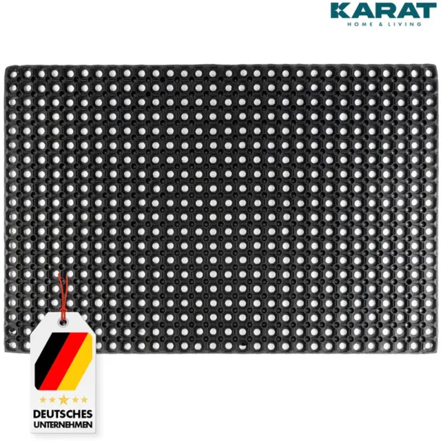 Floordirekt Rubbermat Honingraatmat - Octo Door - Deurmat voor Buiten - Antislipmat Ring Rubbermat - 23 mm - 80 x 120 cm Zwart