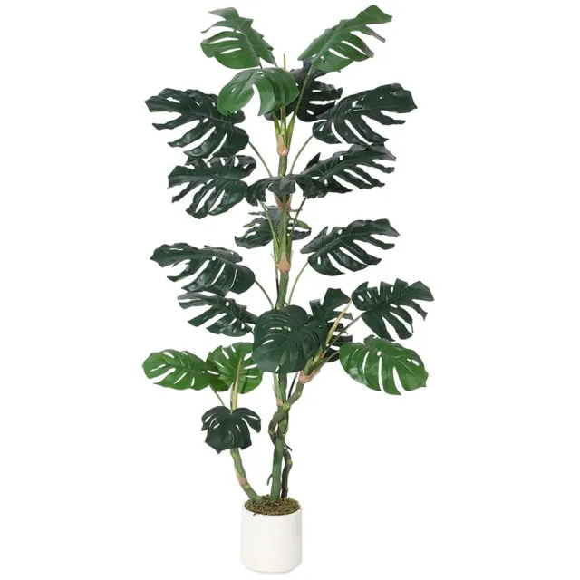 HOERFURIY Kunstplant Monstera 150 cm - Meerstammige Groene Kamerplant - Onderhoudsvrije Nep Plant voor Woonkamer, Slaapkamer en Kantoor - Blijft Jaarrond Groen