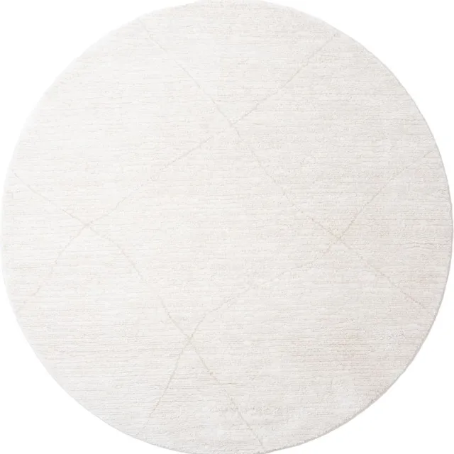 Veer Carpets Vloerkleed Nica 1606 Crème - Rond ø200 cm - Laagpolig Design Vloerkleed met Kruispatroon in Scandinavische / Japandi Stijl