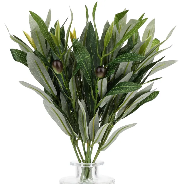 Unyqoos Set van 10 Kunstmatige Olijftakken voor Diverse Decoratietoepassingen, 40 cm Hoog Groen