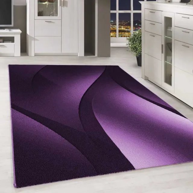 TapisTrend Designer tapijt Paars 80x300 cm Modern abstract design vloerkleed met optische golven en korte pool