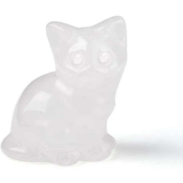 JeiibrZui Bergkristal Kat Figuur - 4,9 X 4,8 X 2,5 Cm - 1 Stuk Decoratief Beeldje - Wit - Natuurlijke Edelsteen Voor Thuisdecoratie En Geschenk