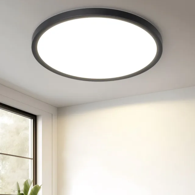 NETTLIFE Plafondlamp LED - modern - 18cm - Zwart - Platte Plafondlamp - 15 W Ganglamp - 4000 K Neutraal wit Licht - voor Slaapkamer | Keuken | Woonkamer