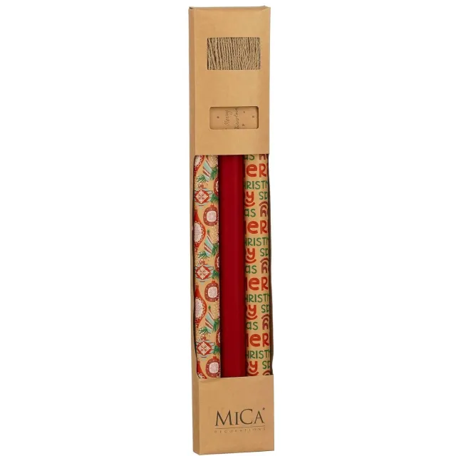 Mica Decorations Kerst kado papier Merry Christmas (5 stuks) Bruin, rood