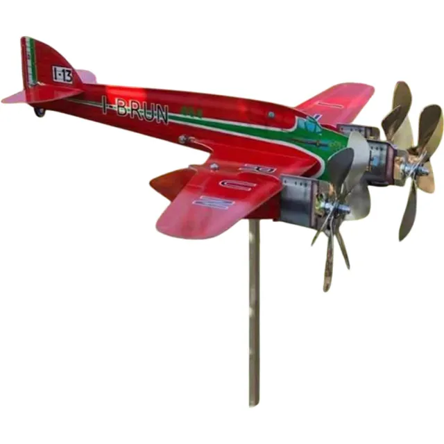 rimmo Vliegtuig Propeller Windwijzer Gazon Tuin Decoratie Wind Spinner Vliegtuig Model Moderne Sculptuur Windmolen rood