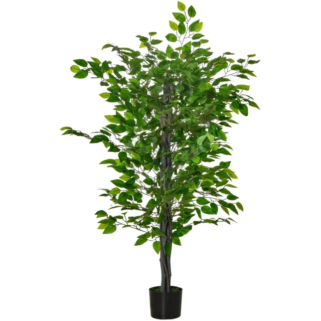 Homcom Kunstmatige Ficusboom - Kunststof - Cement - Groen Grün
