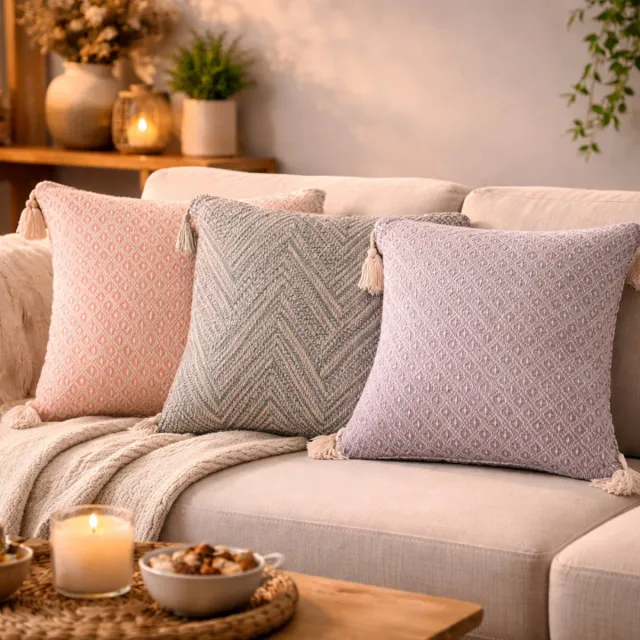 arti casa Cushion Blue Sierkussen - Decoratief Stoelkussen van Katoen - Trendy Blauw Diamantmotief - Comfortabel Formaat 45x45cm - Stijlvol Accent voor de Woonkamer