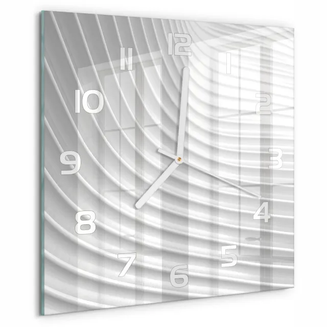 TULUP Wandklok - Lijnen van abstractie Gekleurde Glazen Klok - 30x30 cm - Wit Glazen Klok Met Print - Witte handen - Vierkante Klok - Moderne Wandklok Glas - Wandklok Glas Decoratie