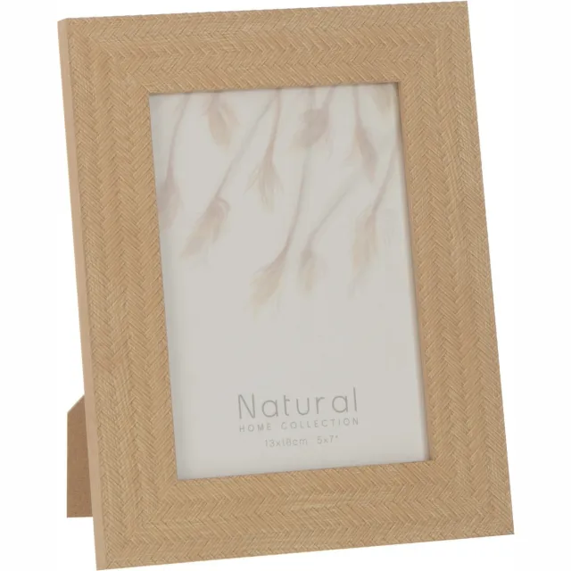 J-Line fotolijst Gewoven - hout - donkerbeige - 2 stuks