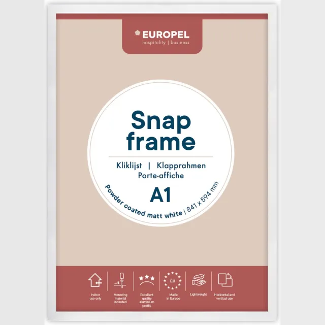 Europel Kliklijst Europel - Posterlijst - A1 - 59,4 x 84 cm - 25mm frame - Mat wit