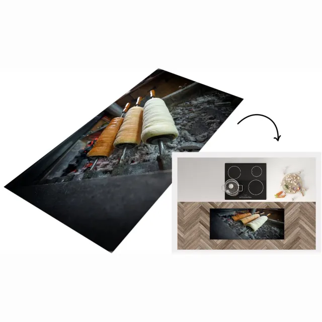 KitchenYeah Keukenloper - Loper keuken - Roemeens brood met kaneel en suiker - Keukenloper vinyl Multicolor