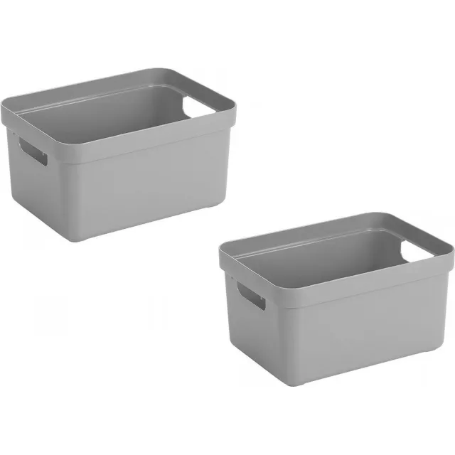 Sunware Opbergbox Sigma - 5x stuks - kunststof - grijs - 5 liter - Opbergbakken/opbergers - 25,2 x 18 x 12,2 cm