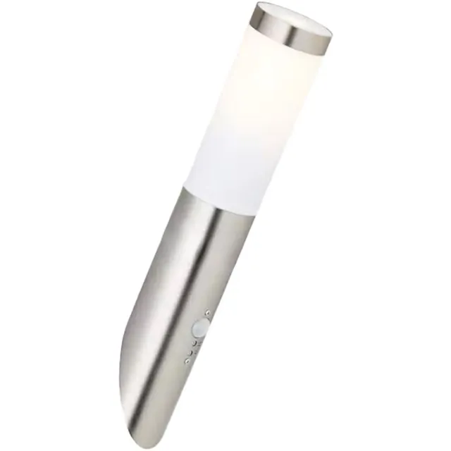 McShine Wandlamp roestvrij staal wandlamp buitenhuis bewegingsmelder, weerbestendig IP44, sensor, roestvrij staal zilver opaal, 1x E27 fitting, DxH 7,6x40cm