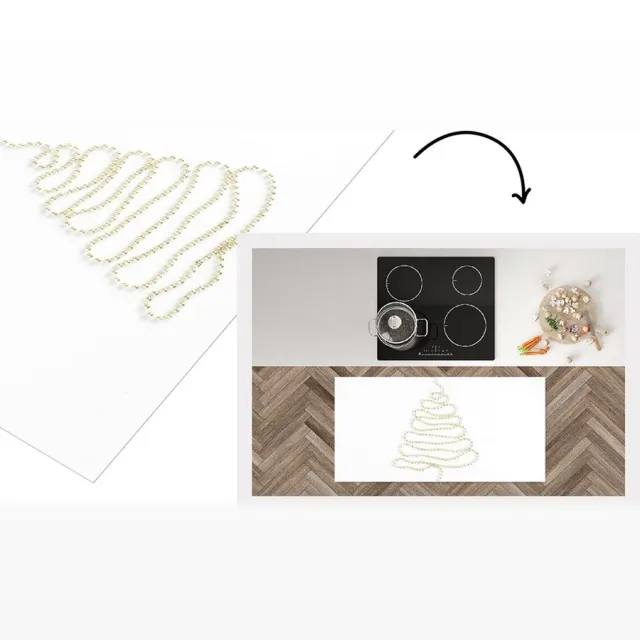 KitchenYeah Keukenloper - Loper keuken - Winter - Kralen - Kerstboom - 120x60 cm - Keukenloper vinyl Multicolor