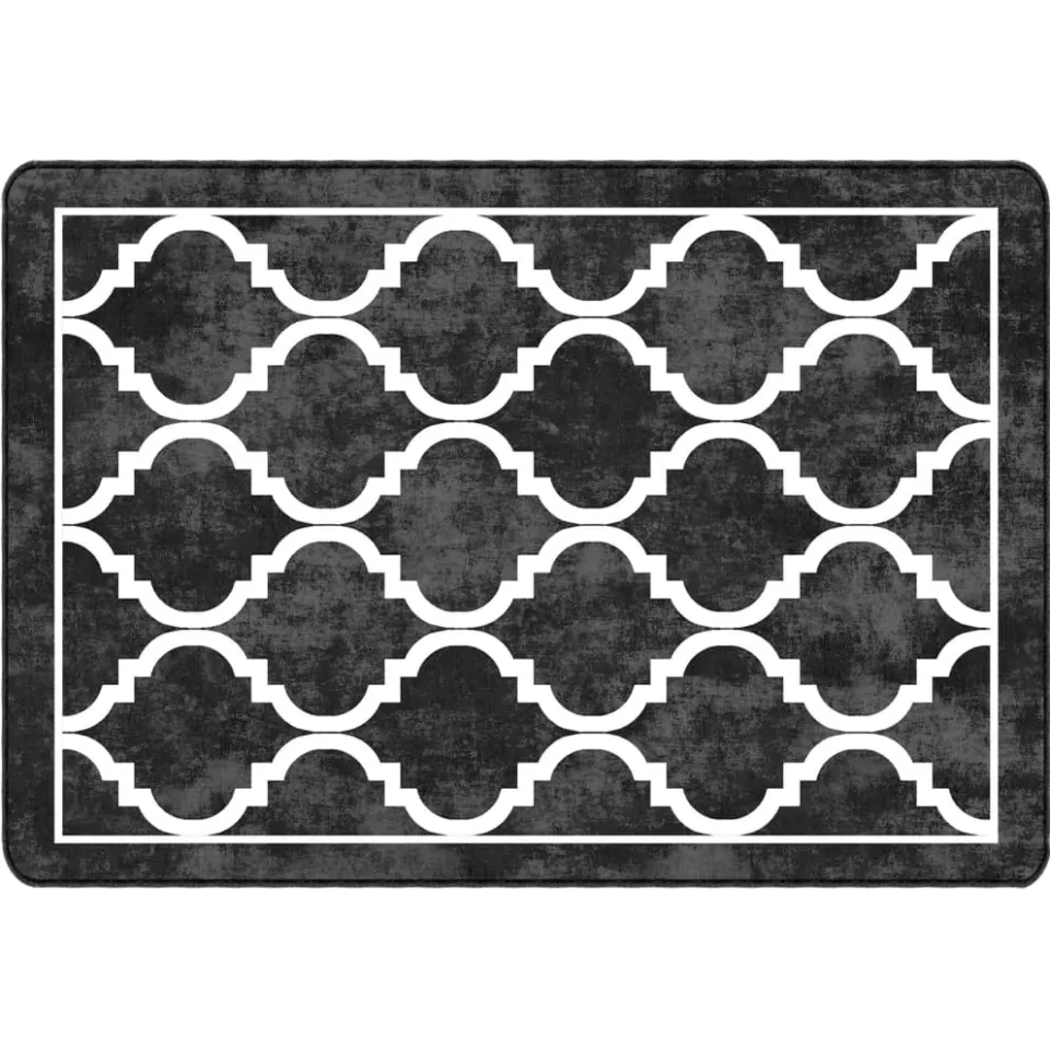 vidaXL Vloerkleed wasbaar 120x180 cm zwart en wit