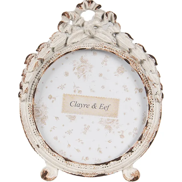 Clayre & Eef Fotolijst Ø 6 cm Wit Metaal