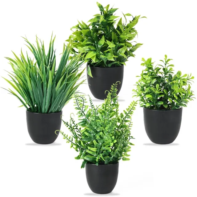 Ibenzoa Kunstmatige Groene Plantenset voor Diverse Interieuromgevingen met Vier Decoratieve Stuks